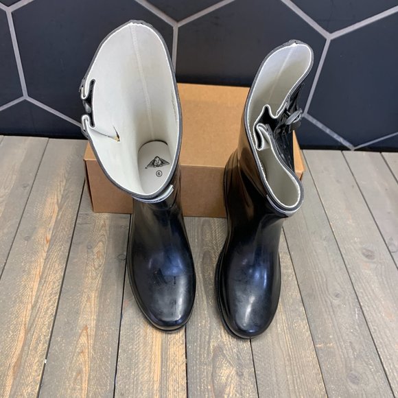 ~Used W/O Box! Womens FY Rainproof Water High Glossy Slip On Boots Black Size 9 - Picture 3 of 6